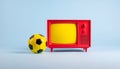 Pop art Television and Soccer Ball Royalty Free Stock Photo