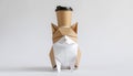 Origami Cat with a Coffee Royalty Free Stock Photo
