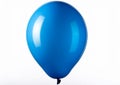 Blue latex balloon with smooth, shiny surface, slightly reflective, centered against a plain white background. Royalty Free Stock Photo