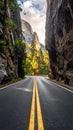 The Winding Path to Wonde. A serpentine road cuts through Yosemite s granite giants Royalty Free Stock Photo