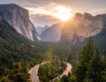 The Winding Path to Wonde. A serpentine road cuts through Yosemite s granite giants Royalty Free Stock Photo