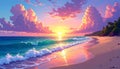 Beautiful sea and sky at sunset - digital artwork Royalty Free Stock Photo