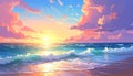 Beautiful sea and sky at sunset - digital artwork Royalty Free Stock Photo