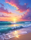 Beautiful sea and sky at sunset - digital artwork Royalty Free Stock Photo