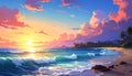 Beautiful sea and sky at sunset - digital artwork Royalty Free Stock Photo
