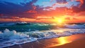 Beautiful sea and sky at sunset - digital artwork Royalty Free Stock Photo