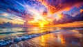 Beautiful sea and sky at sunset - digital artwork Royalty Free Stock Photo