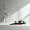 Minimal Gray Paper Surface for Sophisticated Japanese Dining Royalty Free Stock Photo