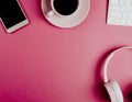 Pink Workspace Flat Lay Royalty Free Stock Photo