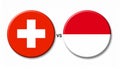Switzerland versus Indonesia, team sports competition concept. Round flag of countrie Royalty Free Stock Photo