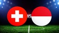 Switzerland versus Indonesia, team sports competition concept. Round flag of countrie Royalty Free Stock Photo