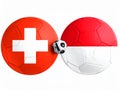 Switzerland versus Indonesia, team sports competition concept. Round flag of countrie Royalty Free Stock Photo