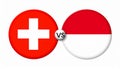 Switzerland versus Indonesia, team sports competition concept. Round flag of countrie Royalty Free Stock Photo