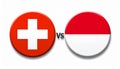 Switzerland versus Indonesia, team sports competition concept. Round flag of countrie Royalty Free Stock Photo