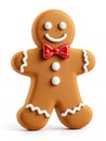 Festive Gingerbread Man with Red Bow Tie Royalty Free Stock Photo