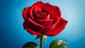 Beautiful red rose close up on a blue background Royalty Free Stock Photo