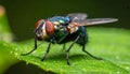Macro fly on a leaf Royalty Free Stock Photo
