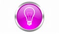 the glossy bulb icon - the pink glossy circle button with bulb pictogram - the idea bulb Royalty Free Stock Photo
