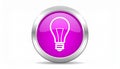 the glossy bulb icon - the pink glossy circle button with bulb pictogram - the idea bulb Royalty Free Stock Photo