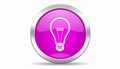 the glossy bulb icon - the pink glossy circle button with bulb pictogram - the idea bulb Royalty Free Stock Photo