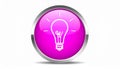 the glossy bulb icon - the pink glossy circle button with bulb pictogram - the idea bulb Royalty Free Stock Photo