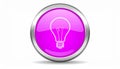 the glossy bulb icon - the pink glossy circle button with bulb pictogram - the idea bulb Royalty Free Stock Photo
