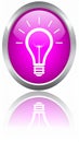 the glossy bulb icon - the pink glossy circle button with bulb pictogram - the idea bulb Royalty Free Stock Photo