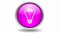 the glossy bulb icon - the pink glossy circle button with bulb pictogram - the idea bulb Royalty Free Stock Photo