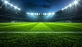 Vibrant Soccer Stadium Under Bright Lights at Night Royalty Free Stock Photo