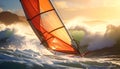 Windsurfing in the Sunset: Power and Freedom Royalty Free Stock Photo
