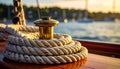 Sailing Vessel Details: Rope and Cleat Royalty Free Stock Photo
