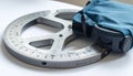 Precision Measuring Tool and Blue Protective Bag Royalty Free Stock Photo