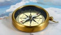 Vintage Brass Compass on an Old Map Royalty Free Stock Photo
