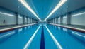 Modern Empty Indoor Swimming Pool with Bright Lighting Royalty Free Stock Photo