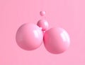 Abstract 3D render of floating pink balloons that collide with each other Royalty Free Stock Photo