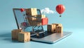 Online shopping concept, isllustration Royalty Free Stock Photo