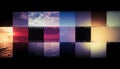 Vintage Film Strip Collage of Sunset Seascapes Royalty Free Stock Photo