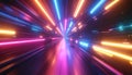 Futuristic Neon Light Speed Tunnel Royalty Free Stock Photo