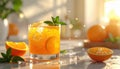 Refreshing Orange Drink with Mint and Ice Royalty Free Stock Photo