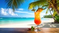 Tropical Cocktail on a Beach Royalty Free Stock Photo