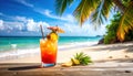 Tropical Sunset Cocktail on a Beach Royalty Free Stock Photo