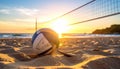 Sunset Beach Volleyball Scene Royalty Free Stock Photo