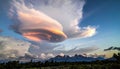 Dramatic Lenticular Clouds Over Grand Teton Mountains Royalty Free Stock Photo