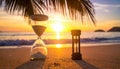 Sunset Serenity: Time Flows on a Tropical Beach Royalty Free Stock Photo
