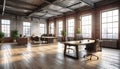 Loft Office with City View Royalty Free Stock Photo