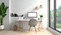 Modern Home Office Setup with Natural Light Royalty Free Stock Photo