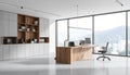 Modern Office Interior With Panoramic Mountain View Royalty Free Stock Photo
