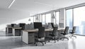 Modern Office Interior With Desks and City View Royalty Free Stock Photo