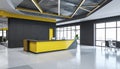 Modern Office Reception Area with Yellow and Gray Accents Royalty Free Stock Photo