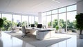 Modern Office Space with Natural Light and Greenery Royalty Free Stock Photo